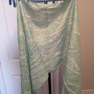Pure silk scarf - green/blue marble